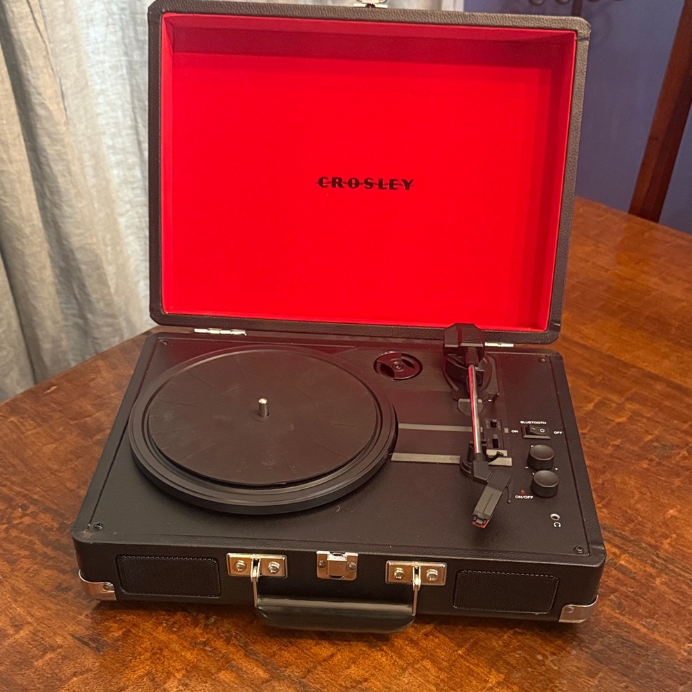 Crosley Black Turntable with Vibrant Red Interior